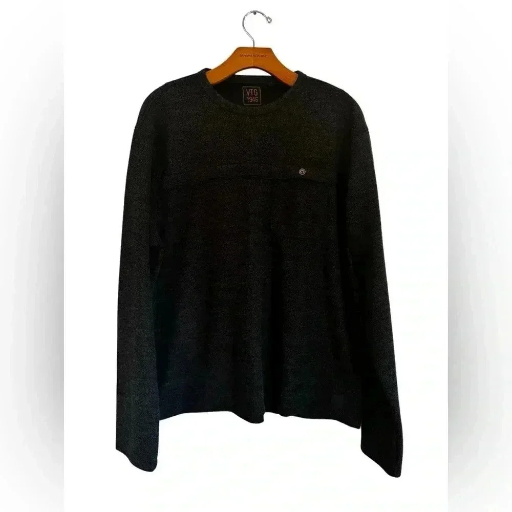 VTG 1946 Men’s Heather Grey/Black  Long Sleeved Shirt Size XL